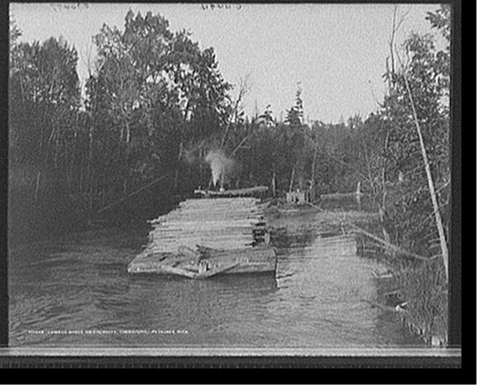 Lumber barge, inland route, Cheboygan-Petoskey, Mich., [between 1900 and 1910] — historic photograph