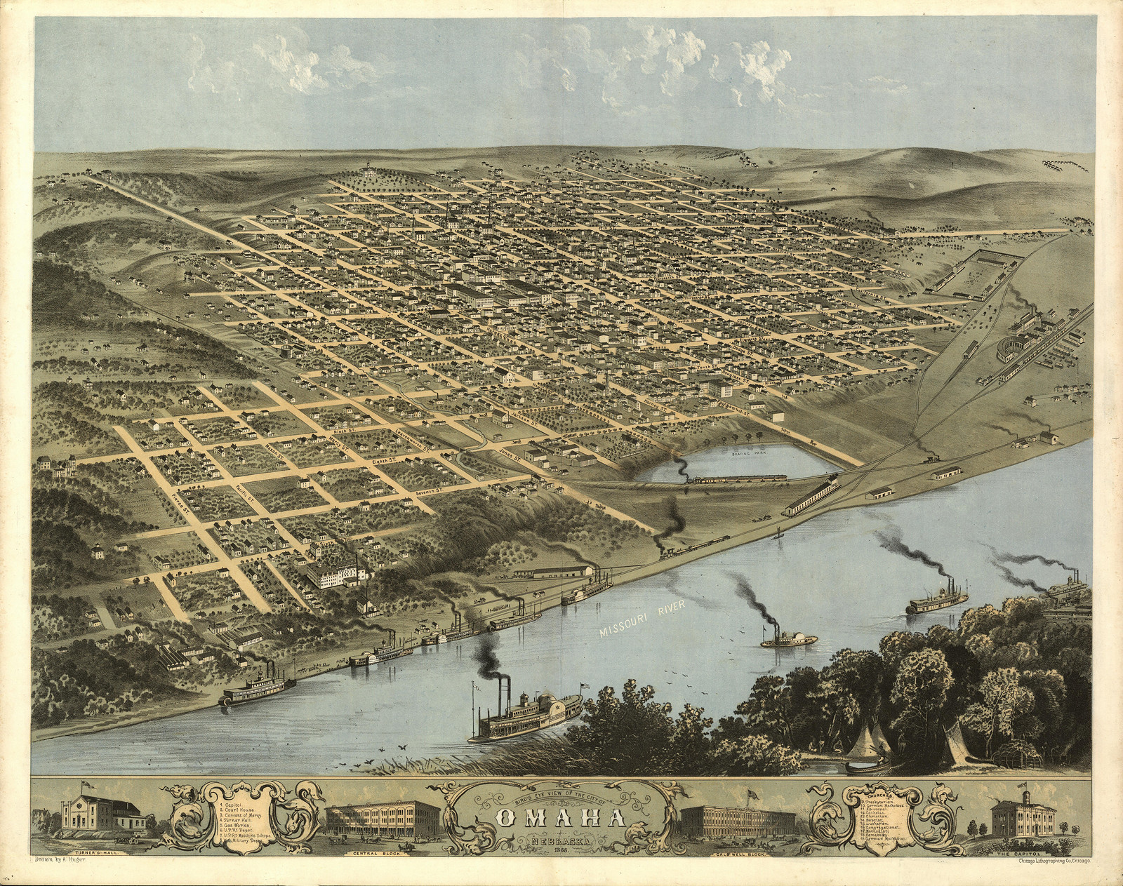 Omaha, Nebraska, 1868, 1868 — antique map