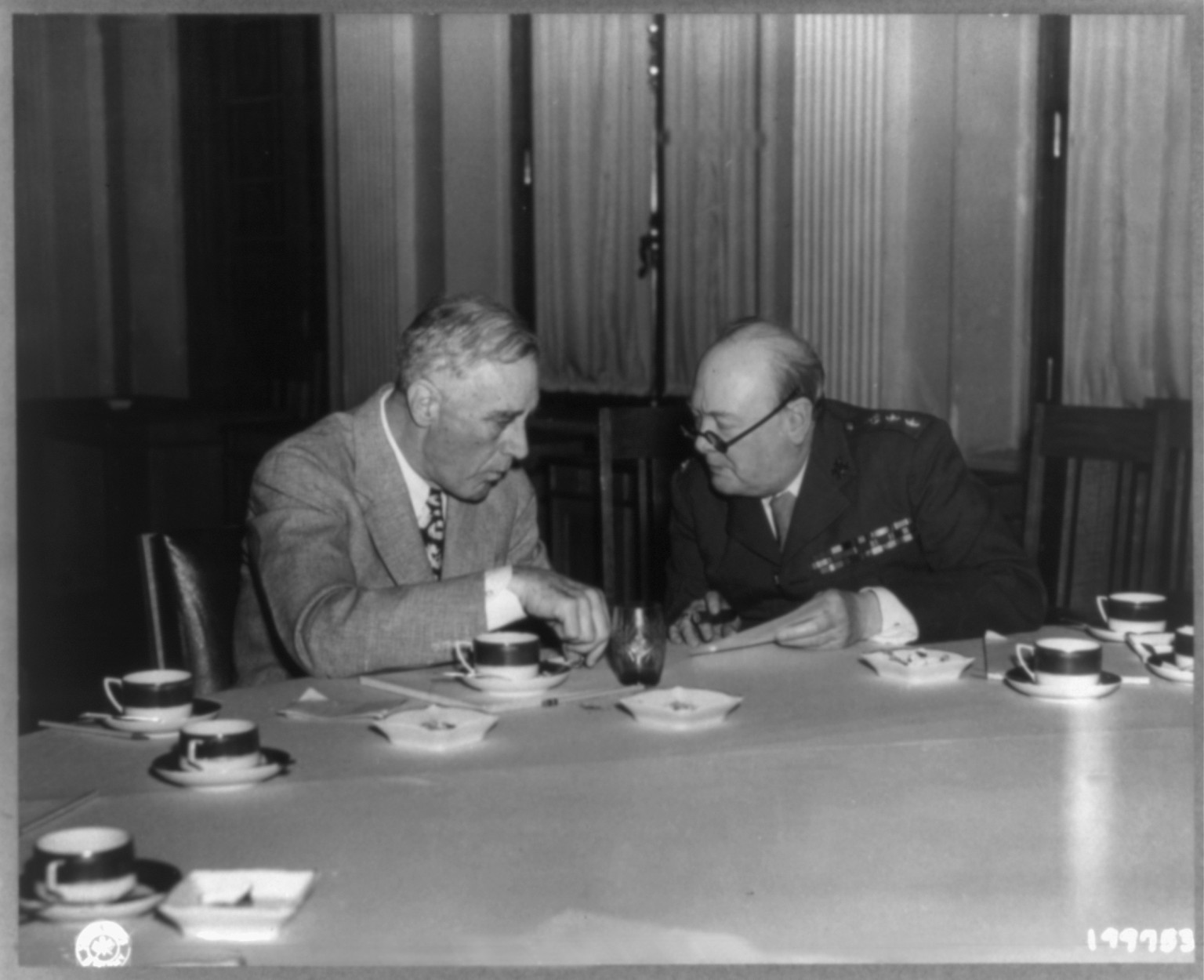 Franklin D. Roosevelt and Winston Churchill at palace, Yalta, Crimea, 1945 Feb. — historic photograph