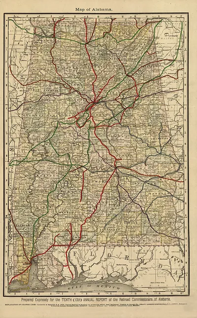 Map of Alabama., Alabama, 1888