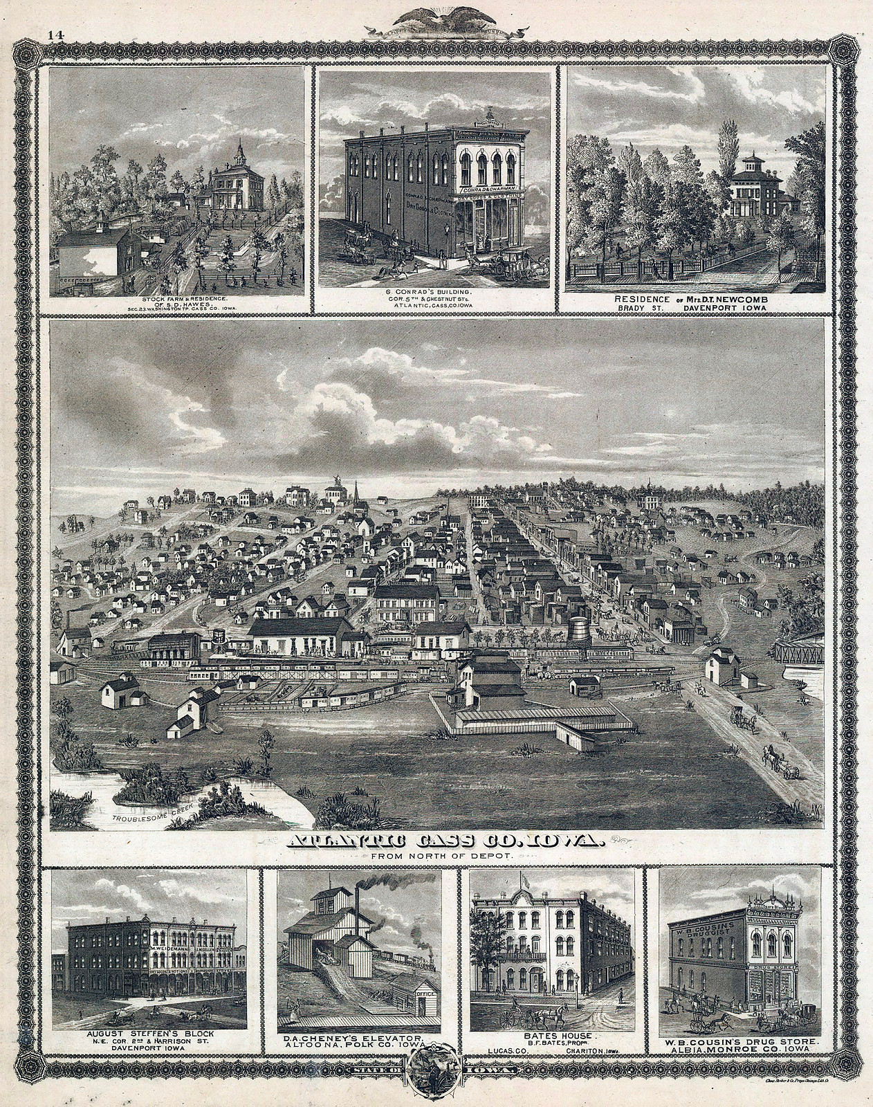 Iowa Scenes, Iowa, 1875, 1875 — antique map