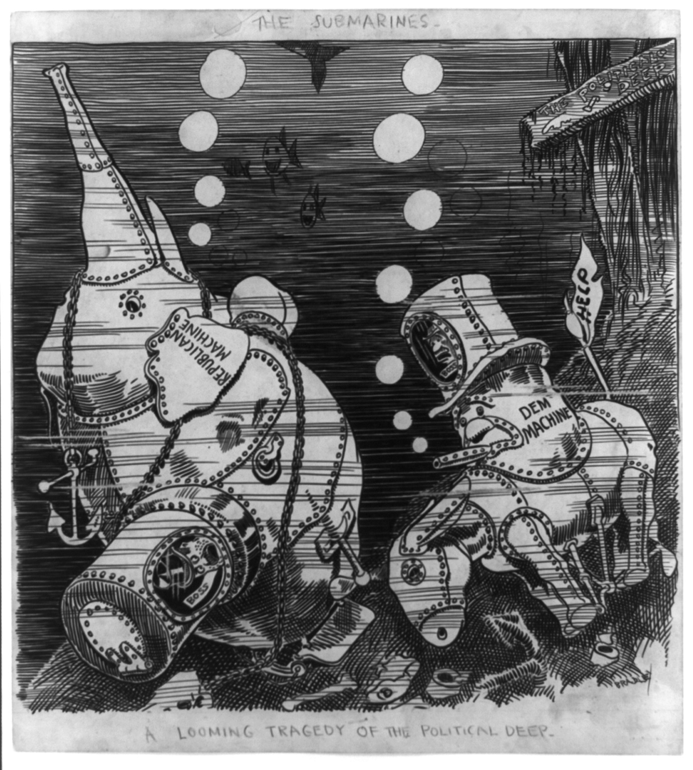 The submarines; a tragic possibility of the political deep, 1906 Nov. 1 [publication date] — historic drawing