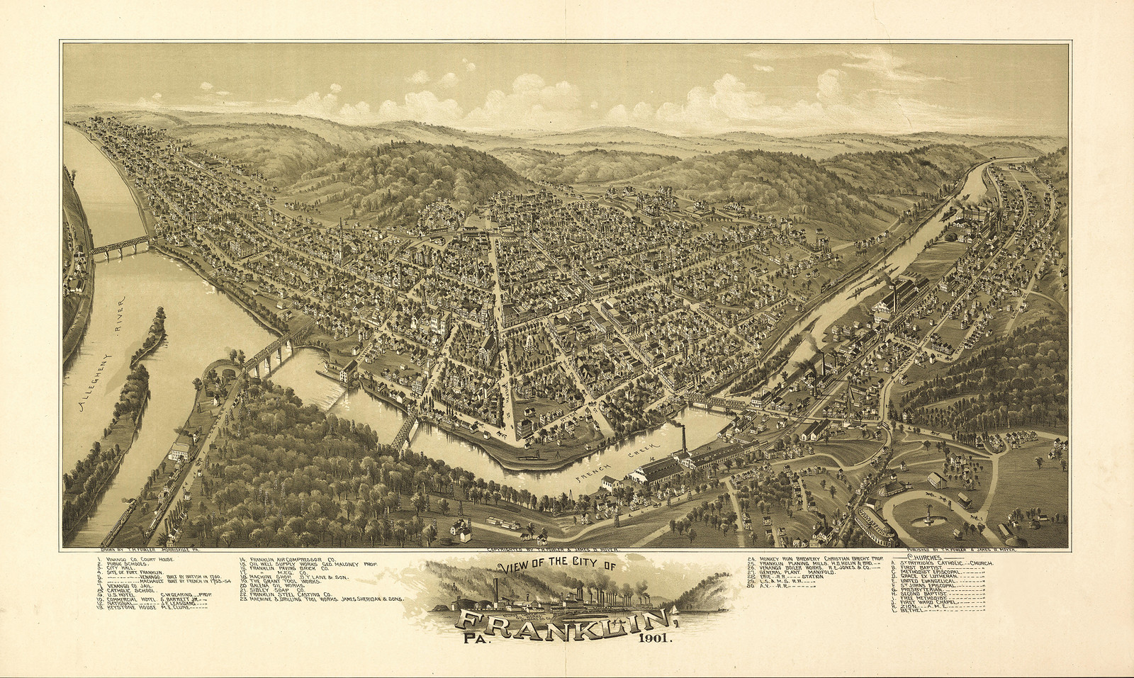 Franklin, Pennsylvania, 1901, 1901 — antique map