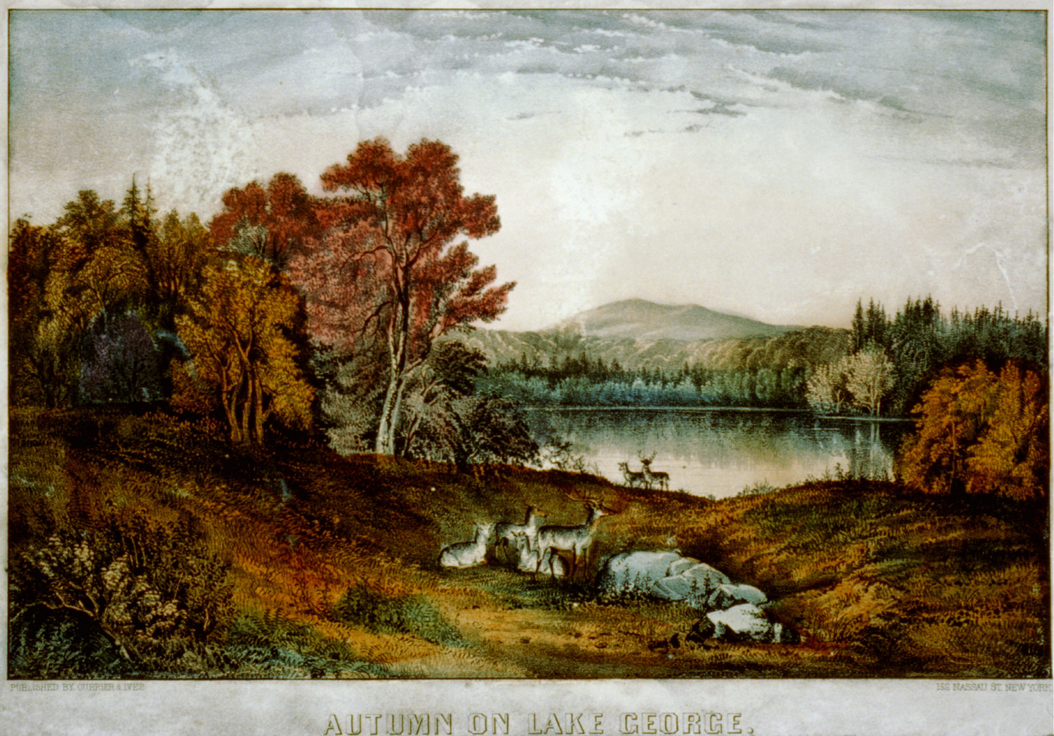 Autumn on Lake George, [New York] : Currier & Ives, [between 1856 and 1907] — antique lithograph