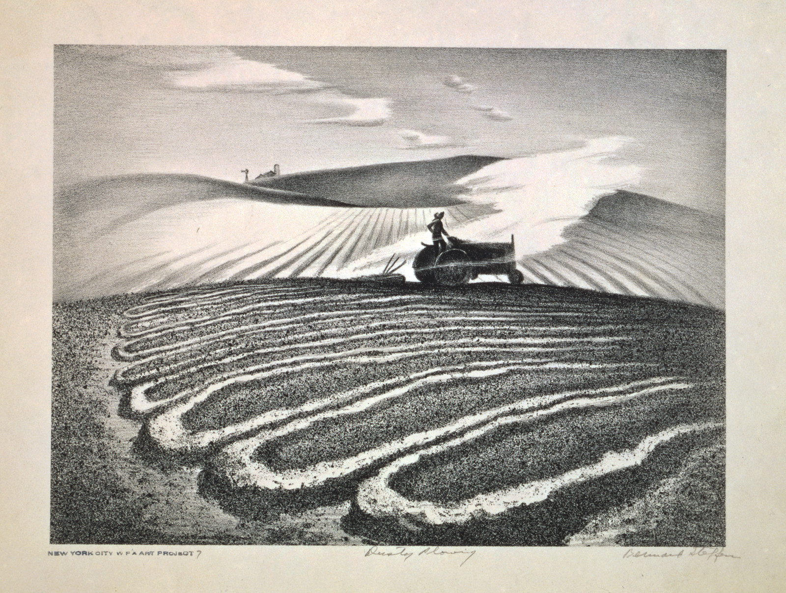 Dusty plowing / Bernard Steffen., [1943] — antique lithograph