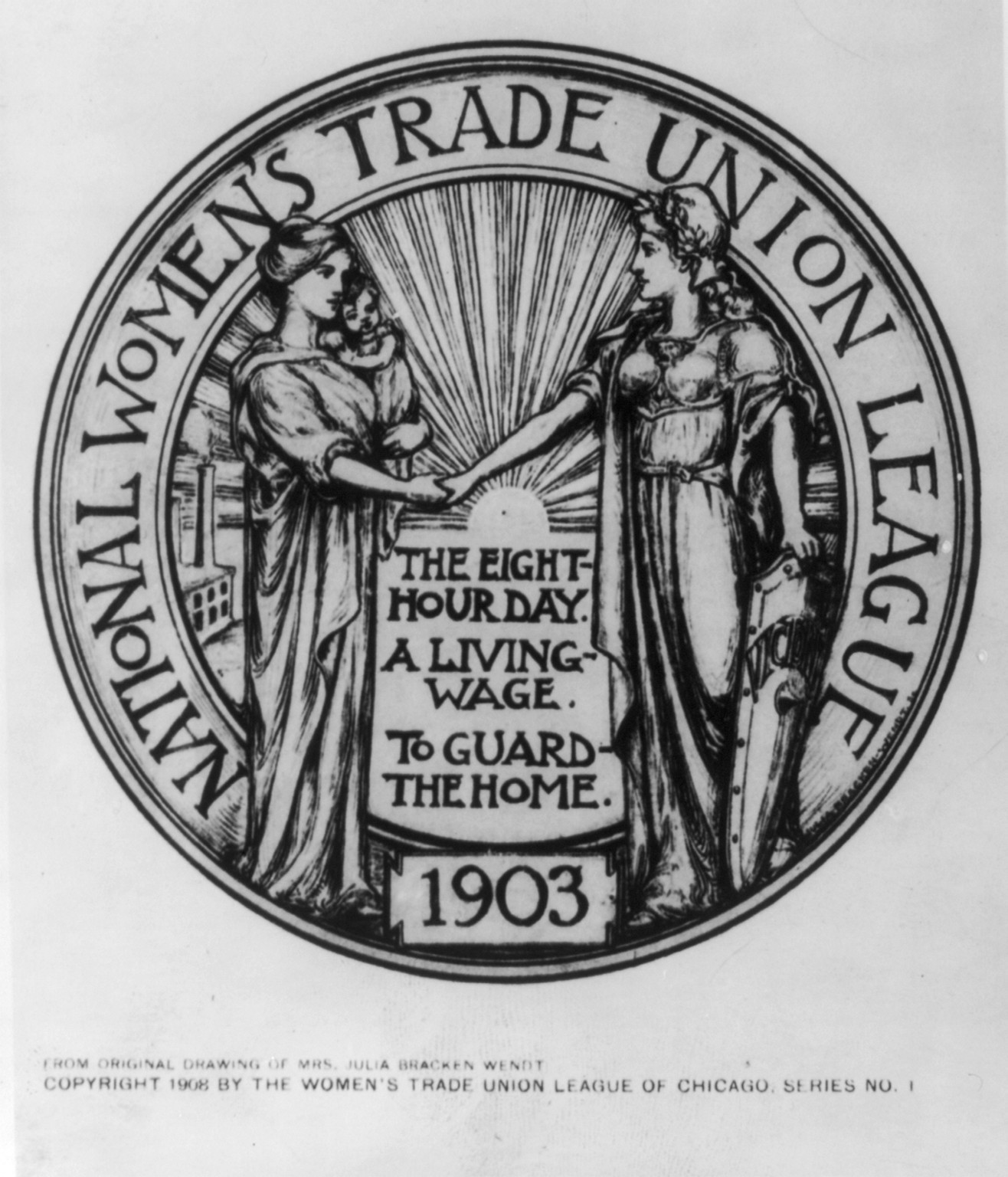 National women's trade union league emblem — historic photograph