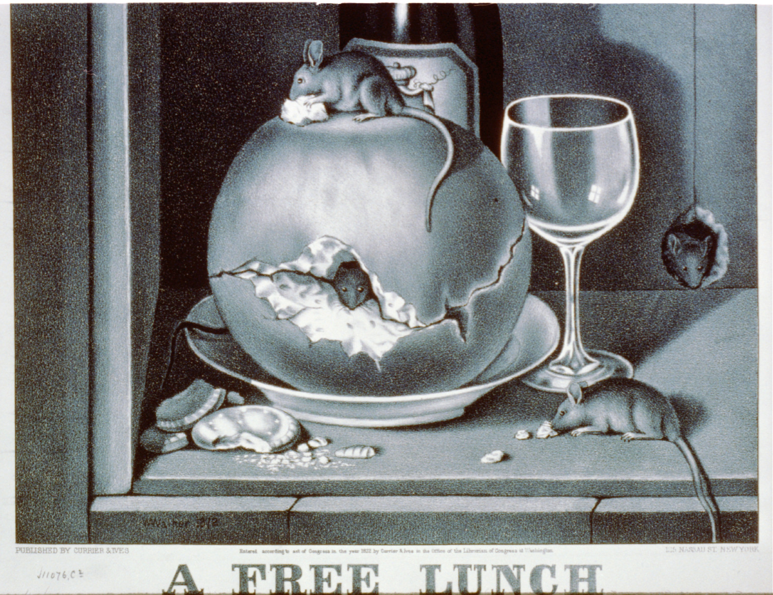 A free lunch / W. Walker., New York : Published by Currier & Ives, c1872. — antique lithograph