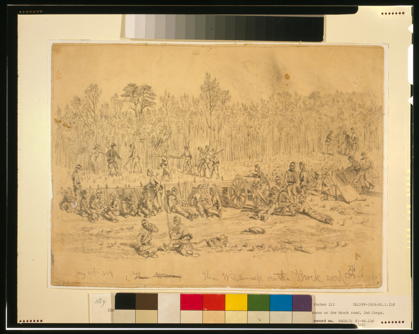 The Wilderness, on the Brock road, 2nd Corps--May 11th 1864 / E.F., 1864 May 11. — historic drawing