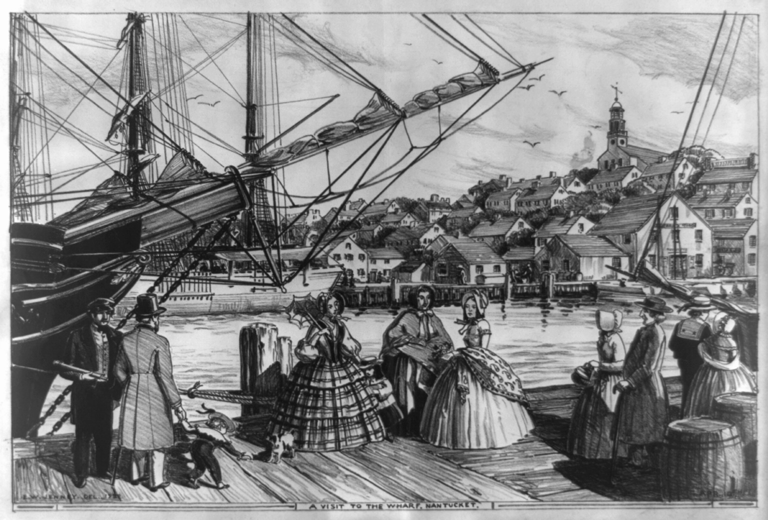 A visit to the wharf, Nantucket / E.W. Jenney, del. 1930 Apr. 10th. — antique lithograph