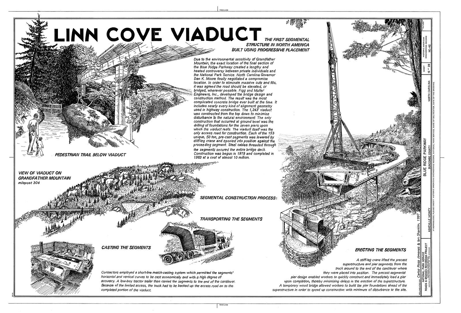 Linn Cove Viaduct, the first segmental structure in North America — historic image