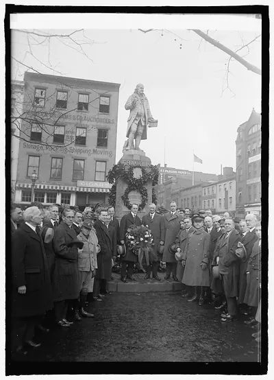 Mark Lansburgh, Senator Ball, and Sec. Work at 219 ann. of birth of Ben Franklin, [1/17