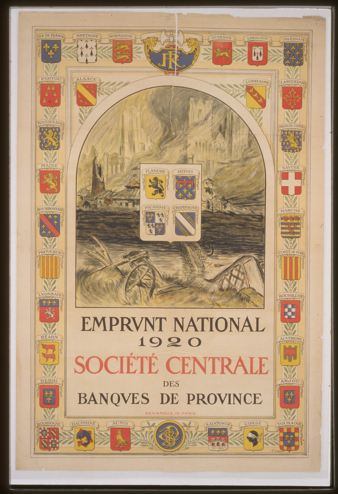 Emprunt National 1920, Société Centrale des Banques de Province poster, 1920 — vintage poster