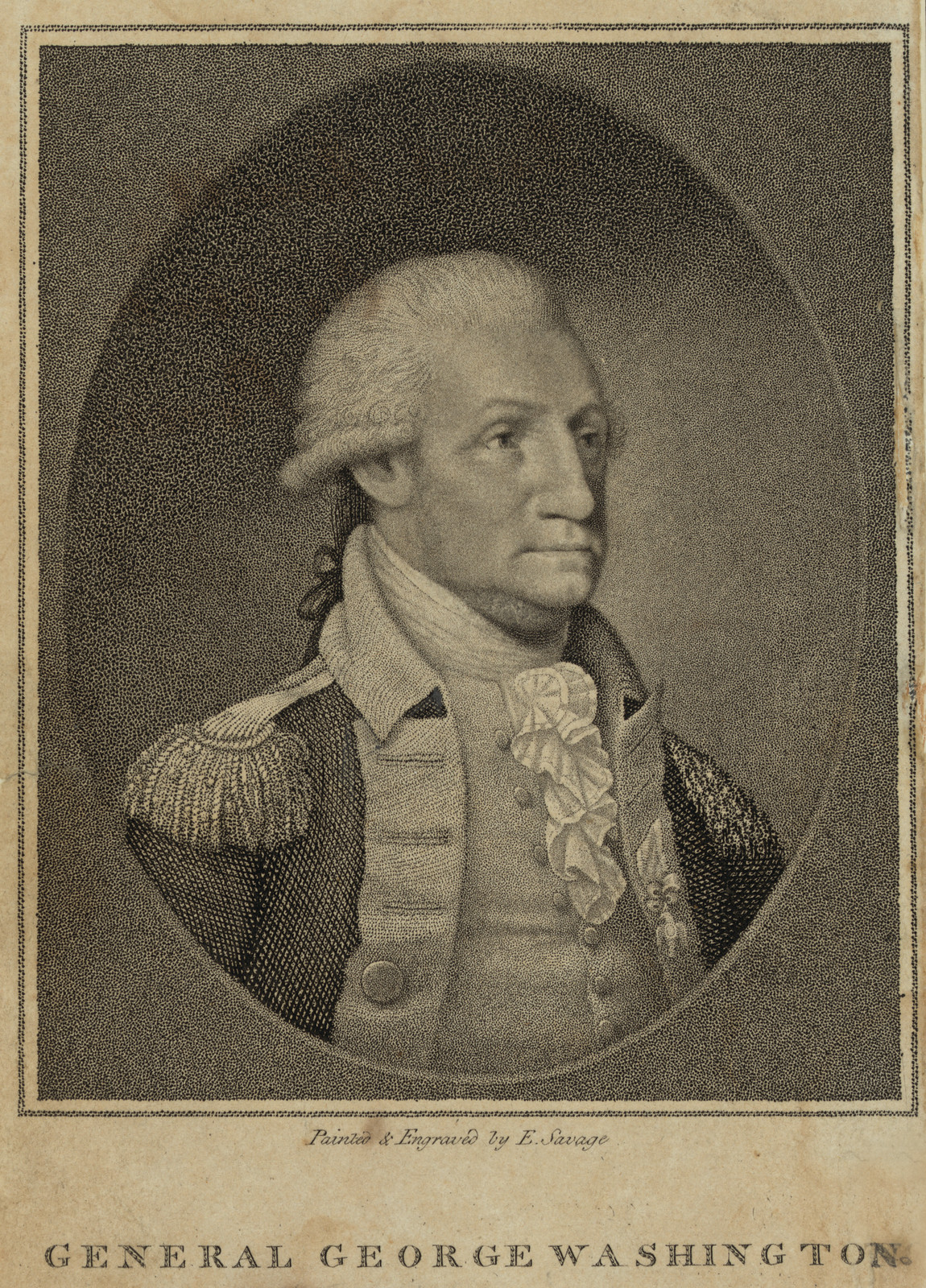 General George Washington, c. 1790 — antique engraving