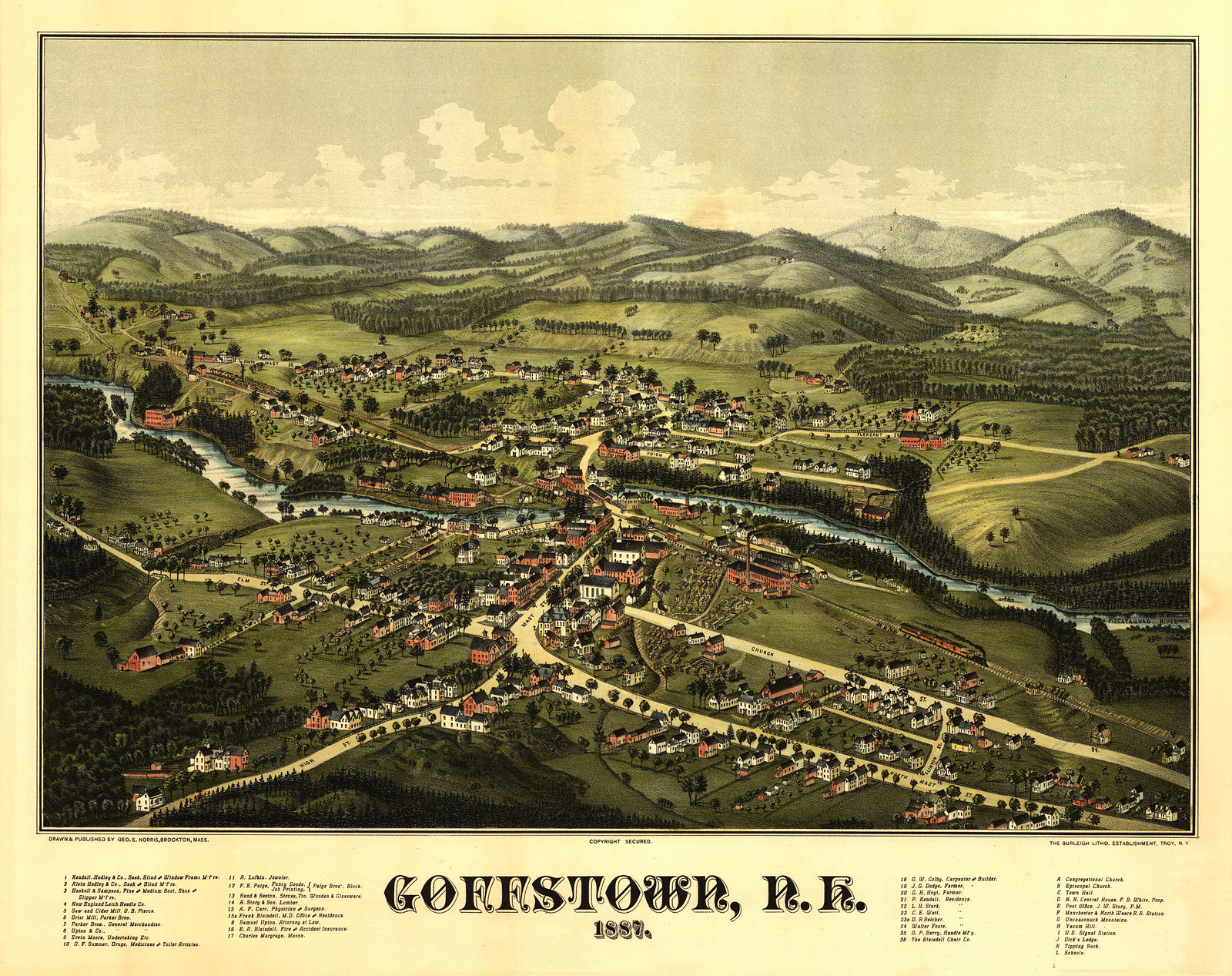 NH Goffstown 1887 MAP, 1887 — antique map
