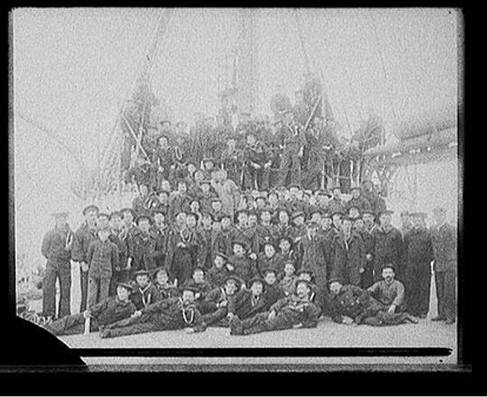 U.S.S. Maine, ship's company, 1896 — historic photograph