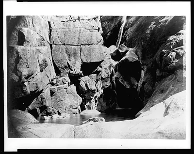 [Small pond at base of cliff, Yosemite National Park, Calif.]