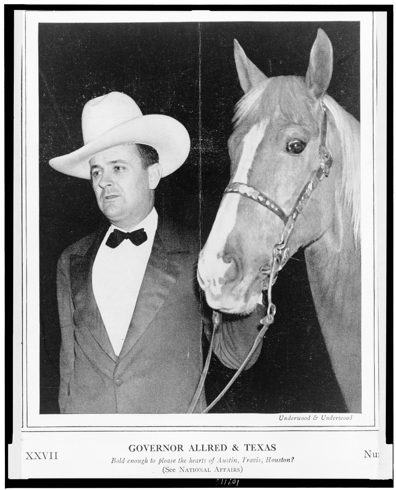 Governor Allred & Texas / Underwood & Underwood., [ca. 1940?] — historic photograph