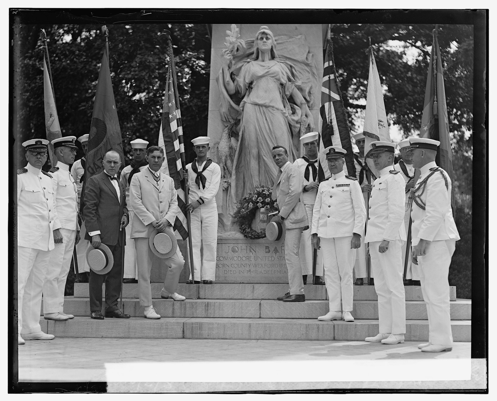 John Barry statue, 185 anniversary of birth (Sons of Revolution), 8/2/24, [19]24 August 2. — historic photograph