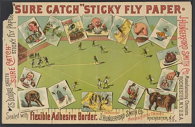 Sure Catch Sticky Fly Paper advertising card