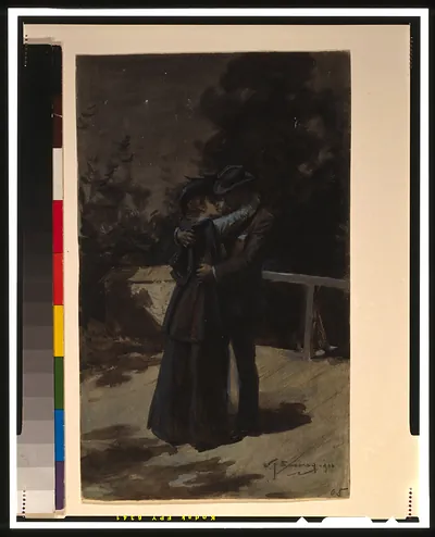 [From the other end of the little bridge she came to meet him]
