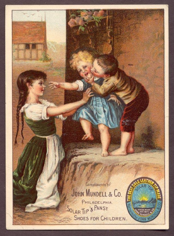 Trade card for Solar Tip and Pansy children's shoes by John Mundell & Co. — historic image