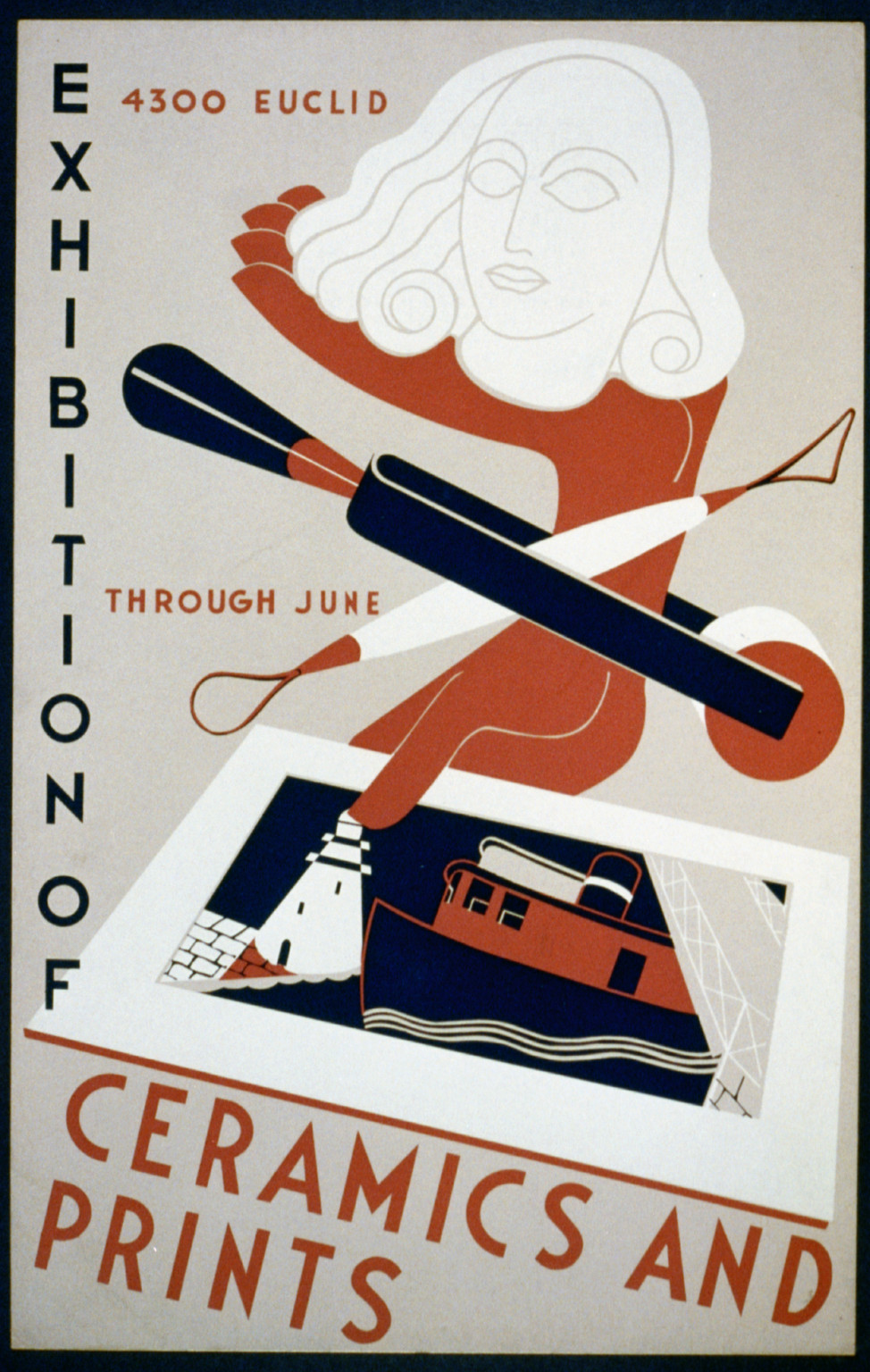Exhibition of ceramics and prints, 1938 — vintage poster