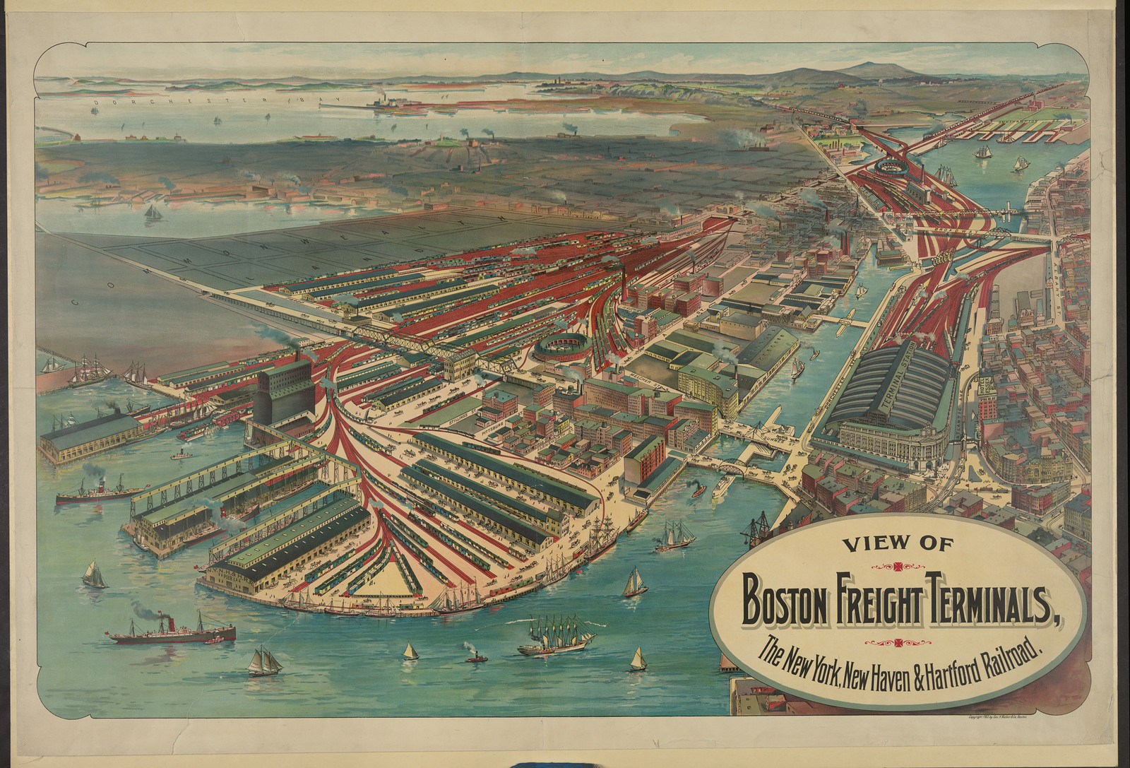 View of Boston freight terminals, The New York, New Haven & Hartford railraod — historic image