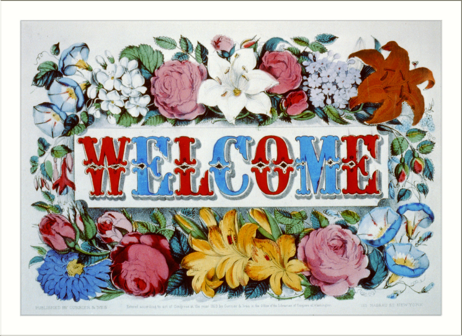 Welcome, New York : Published by Currier & Ives, c1873. — antique lithograph