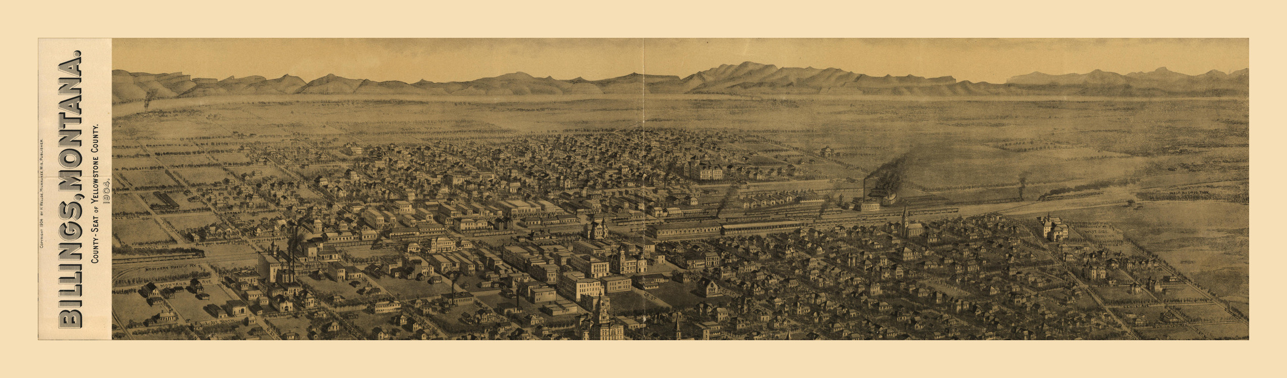 MT Billings 1904 MAP, 1904 — antique map