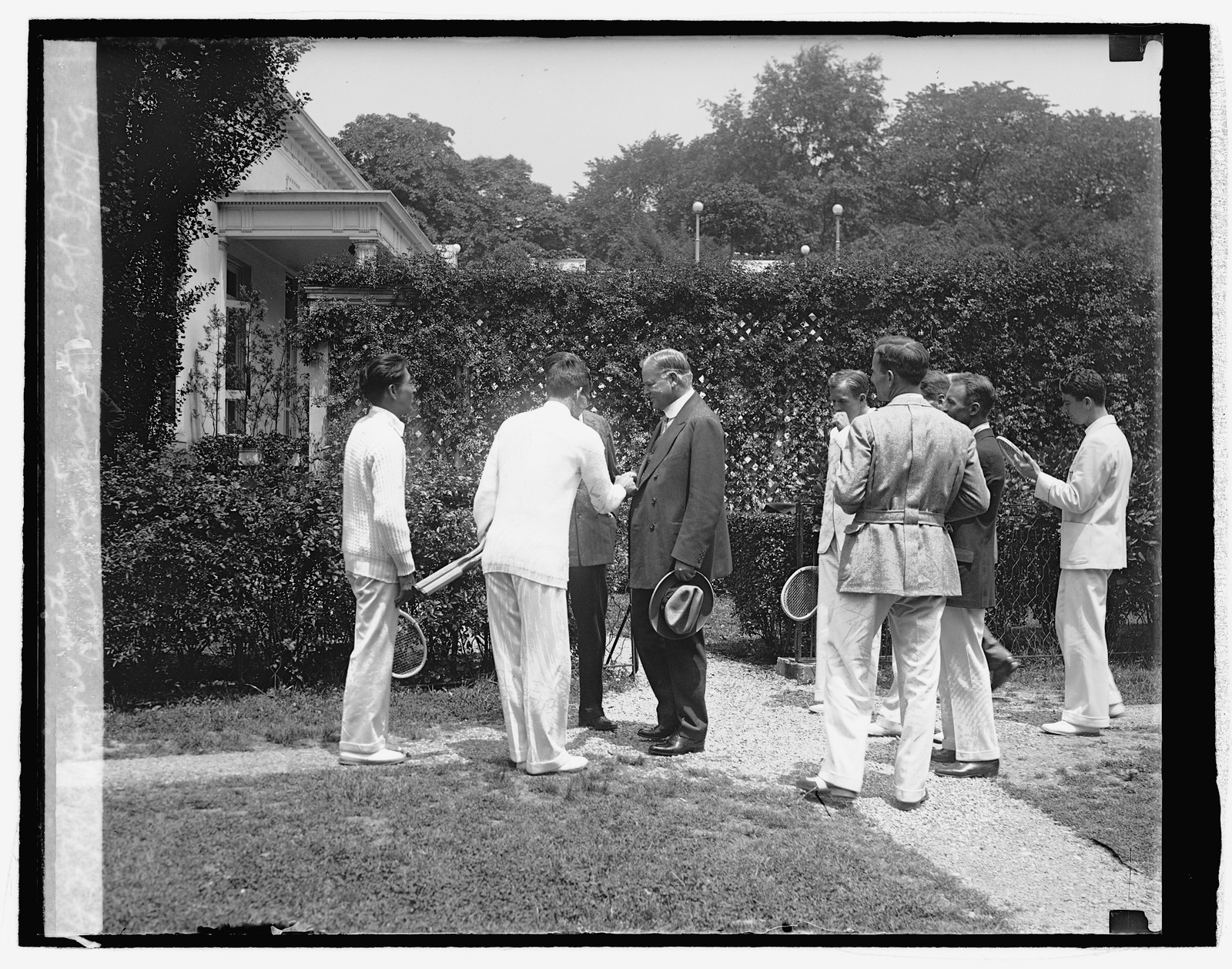 Hoover with American & Japanese Davis Cup teams, 5/24/29, [19]29 May 24. — historic photograph