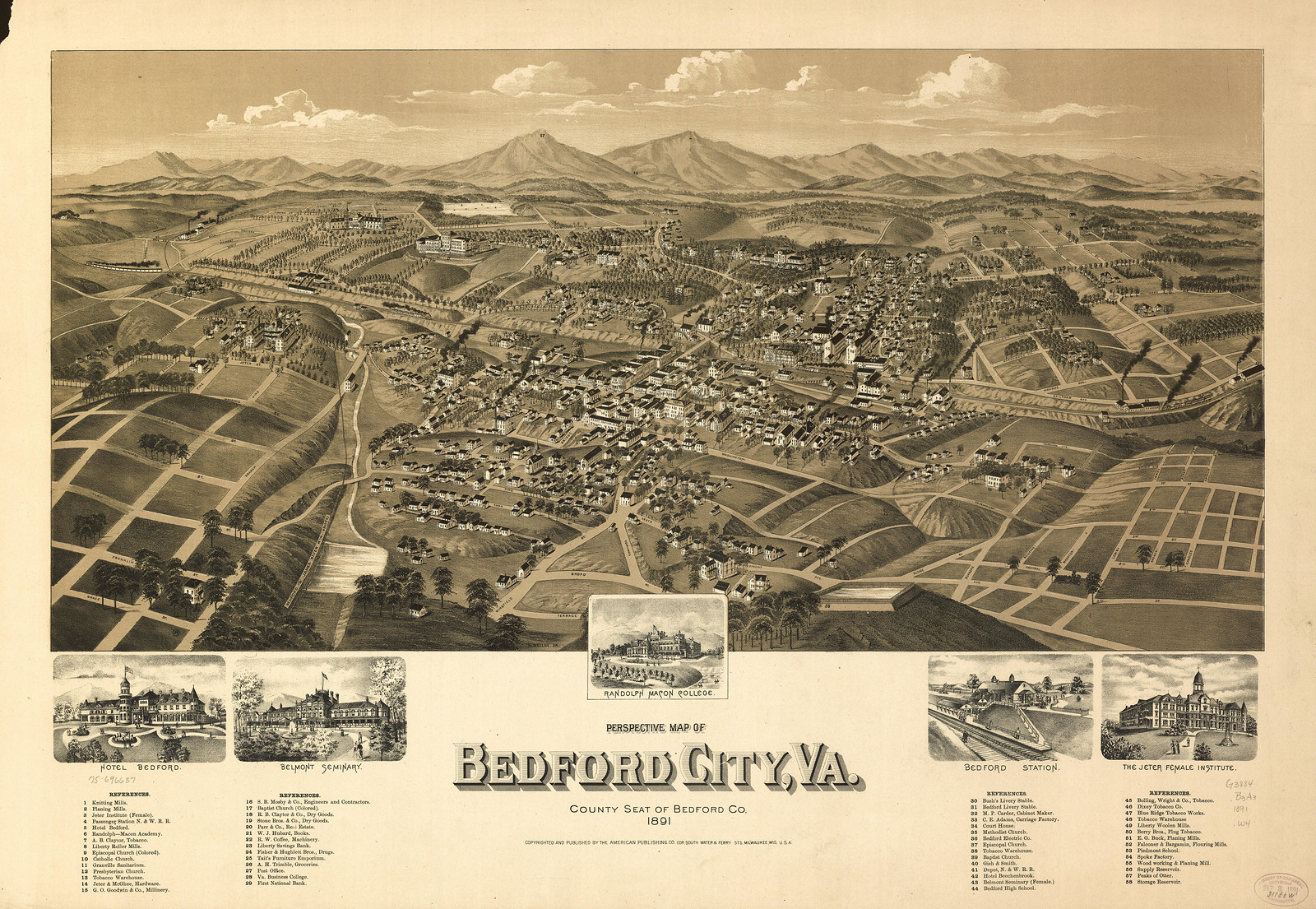 Bedford City, Virginia, 1891, 1891 — antique map