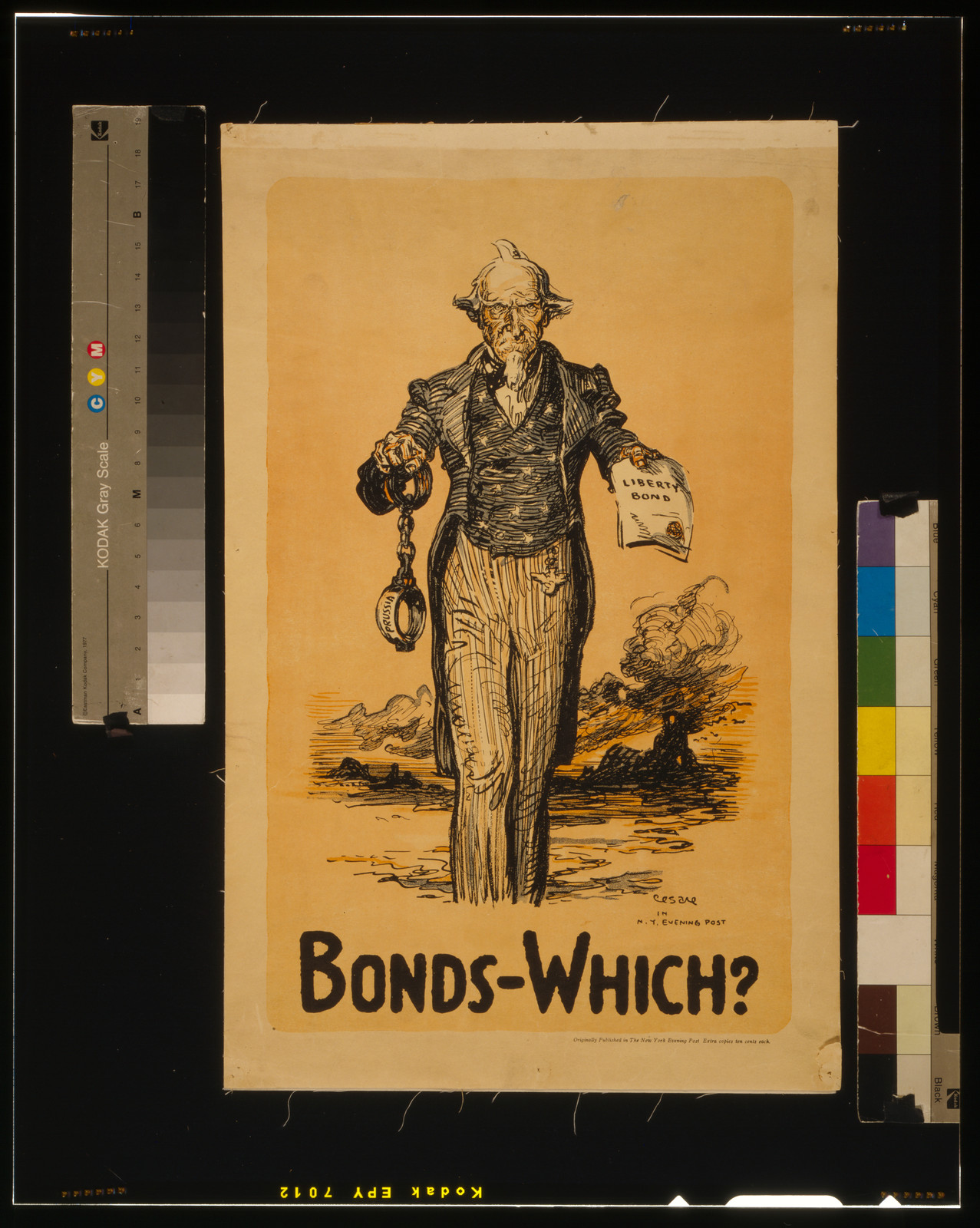 Bonds - which? / Cesare in N.Y. Evening Post., 1917 — vintage poster
