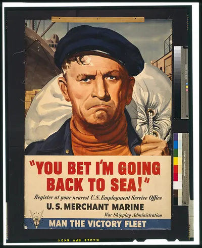 You bet I'm going back to sea!"--Register at your nearest U.S. Employment Service Office