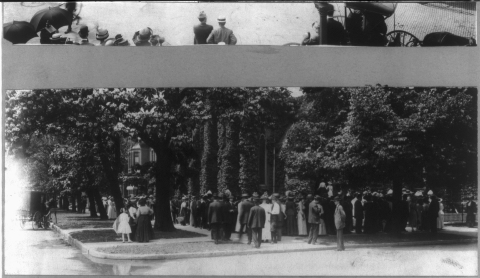 Wilbur Wright funeral - crowds outside 1st Presbyterian church - Dayton, 1912 June. — historic photograph