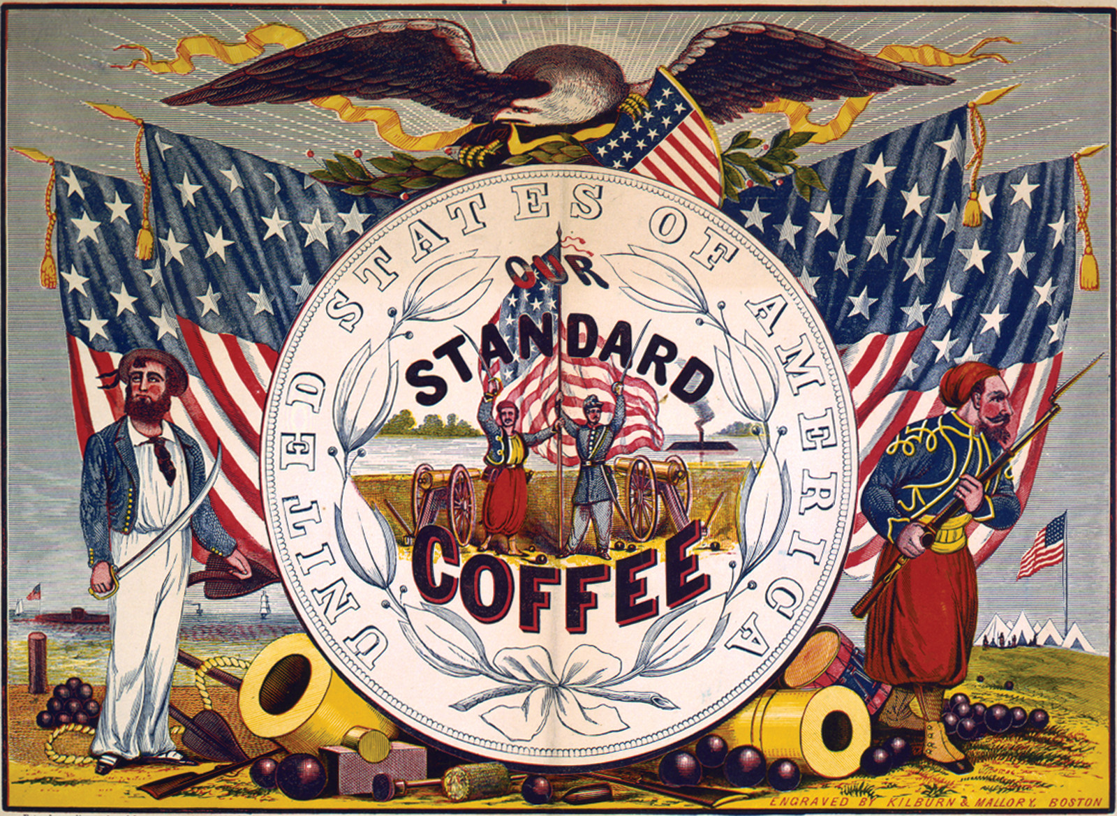 United States Of America, Our Standard Coffee, c. 1862 — antique engraving