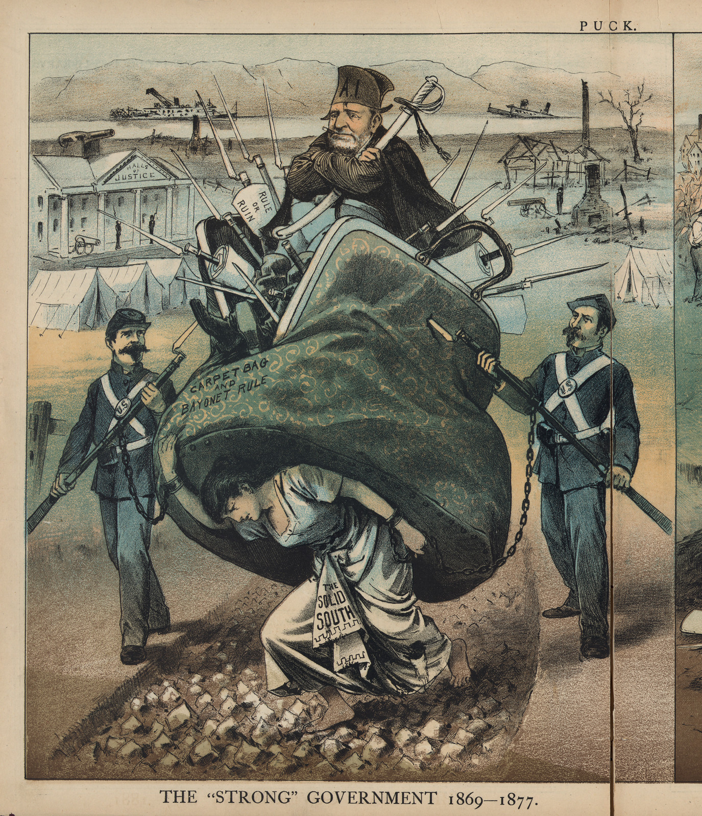 The "Strong" Government 1869-1877, Puck cartoon — historic image