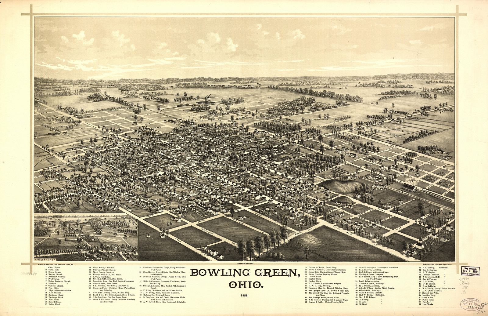 Bowling Green, Ohio, 1888, 1888 — antique map