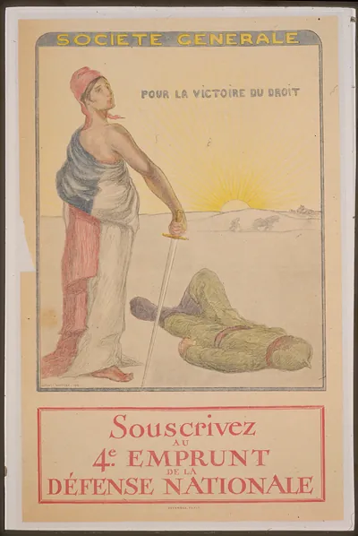 Socieacuteteacute Generale. Pour la victoire du droit. Souscrivez au 4e Emprunt de la Deacutefense Nationale