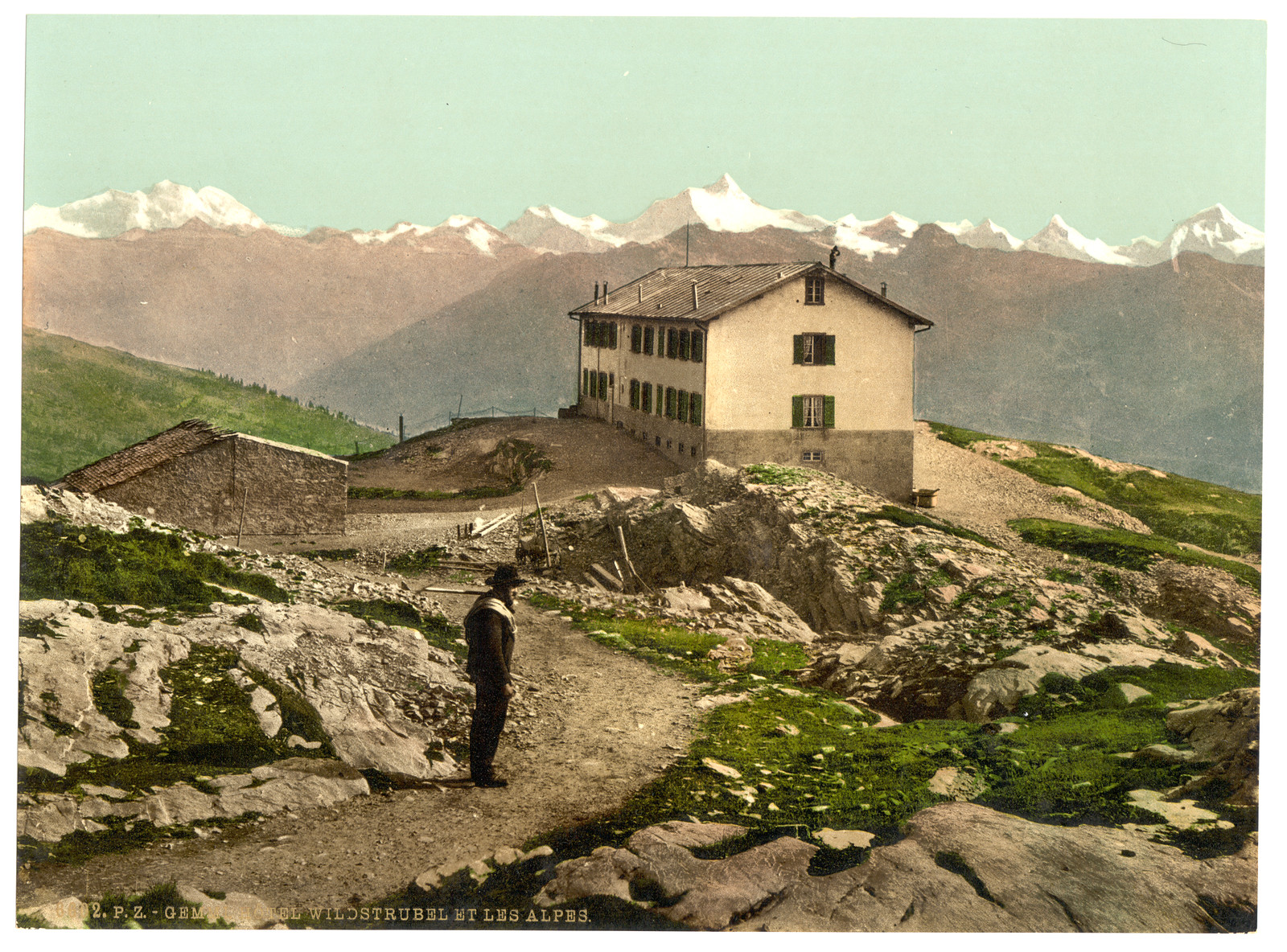 Passhohe Hotel Wildstrubel and the Alps Bernese Oberland Switzerland, [between ca. 1890 and ca. 1900]. — historic print