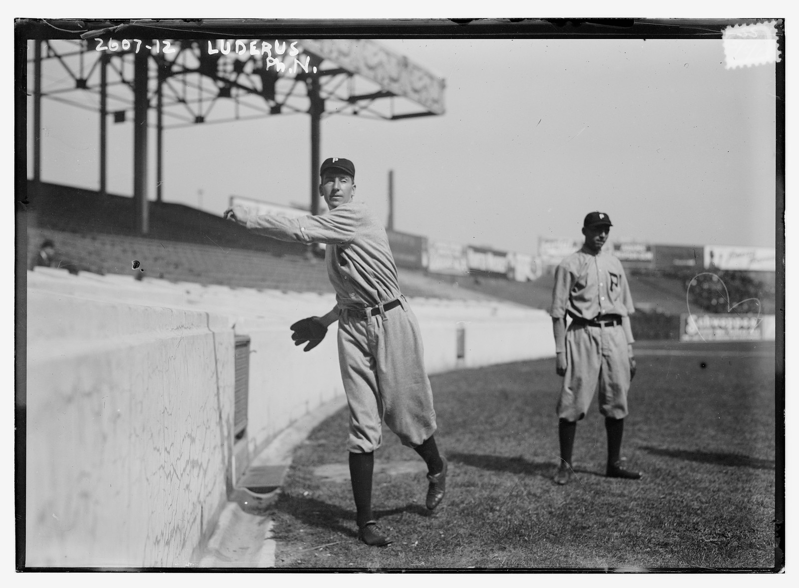 Eppa Rixey (left) & Erskine Mayer (right), Philadelphia NL, at Polo Grounds, NY (baseball), [1913] — historic photograph