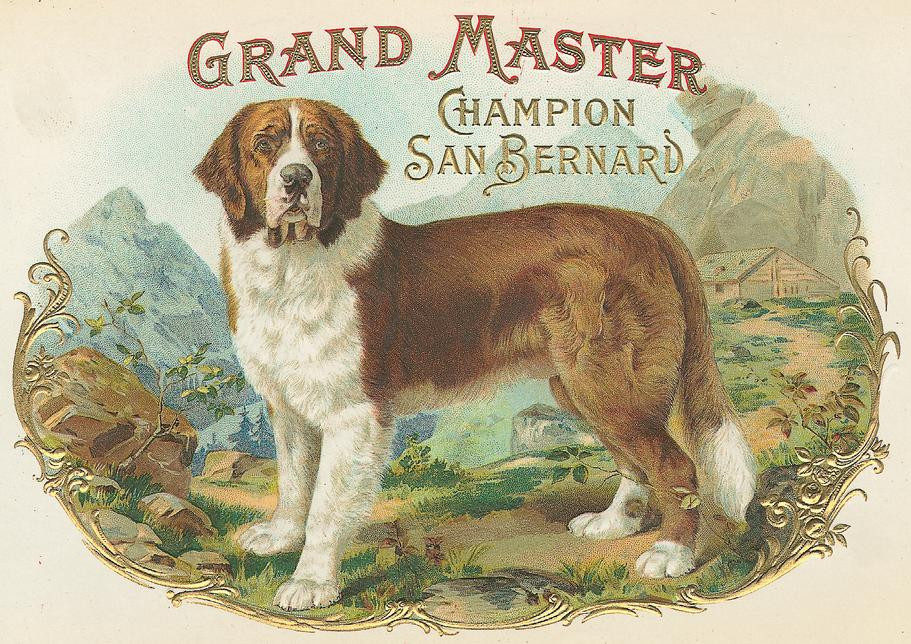 Grand Master Champion San Bernard cigar box label — historic image