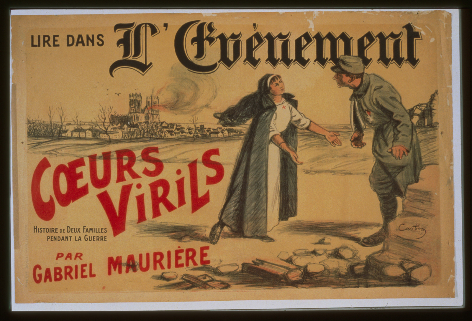 Lire dans L'Événement: Cœurs virils, par Gabriel Maurière, 1914 — historic image