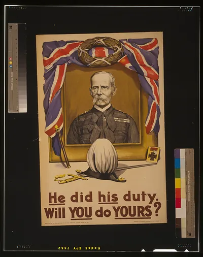 He did his duty. Will you do yours? / Bassano, Bond St. W. ; Printed by Johnson, Riddle & Co., Ltd., London, S.E.