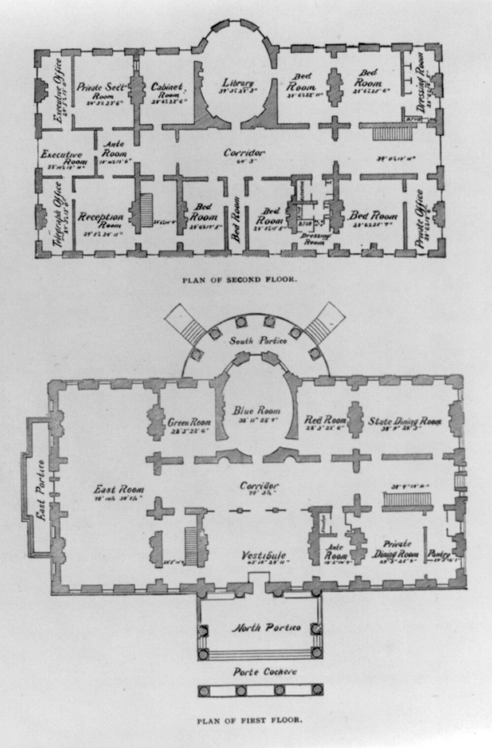 Plan of 1st & 2nd floors of White House — historic image