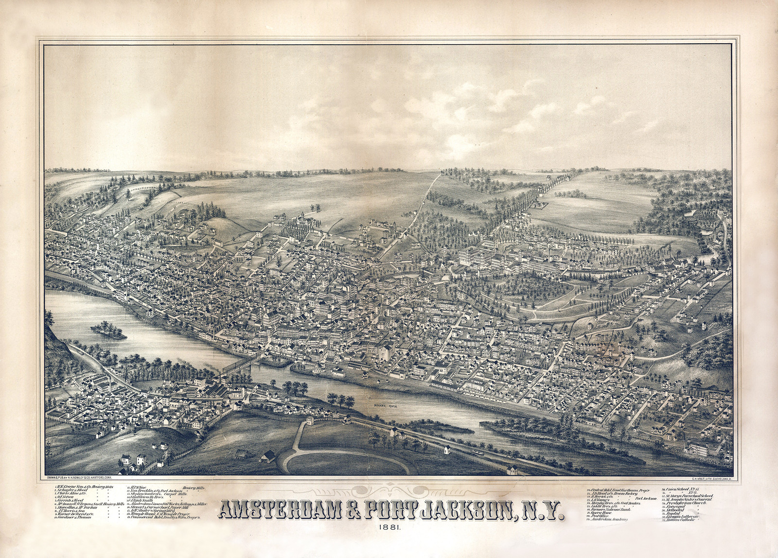 Amsterdam Port Jackson, New York, 1881 — antique map
