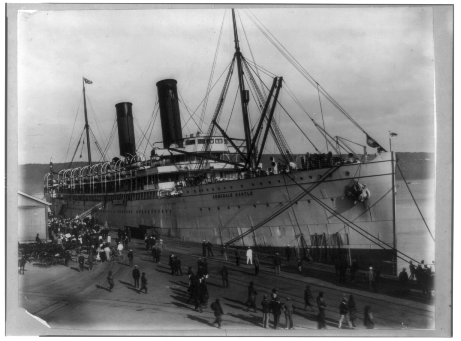 Steamer ARMANDALE CASTLE at Paul's wharf, Durban, Natal, South Africa, [between 1890 and 1923] — historic photograph