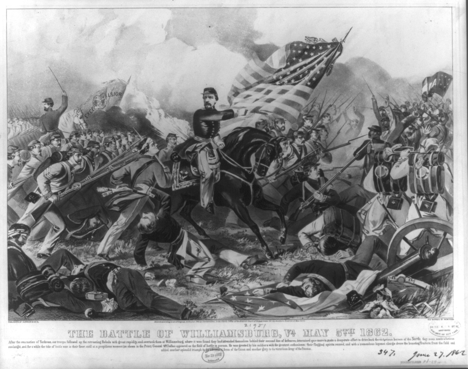 The Battle of Williamsburg, Va. May 5th 1862, [New York] : Currier & Ives, 1862. — antique lithograph