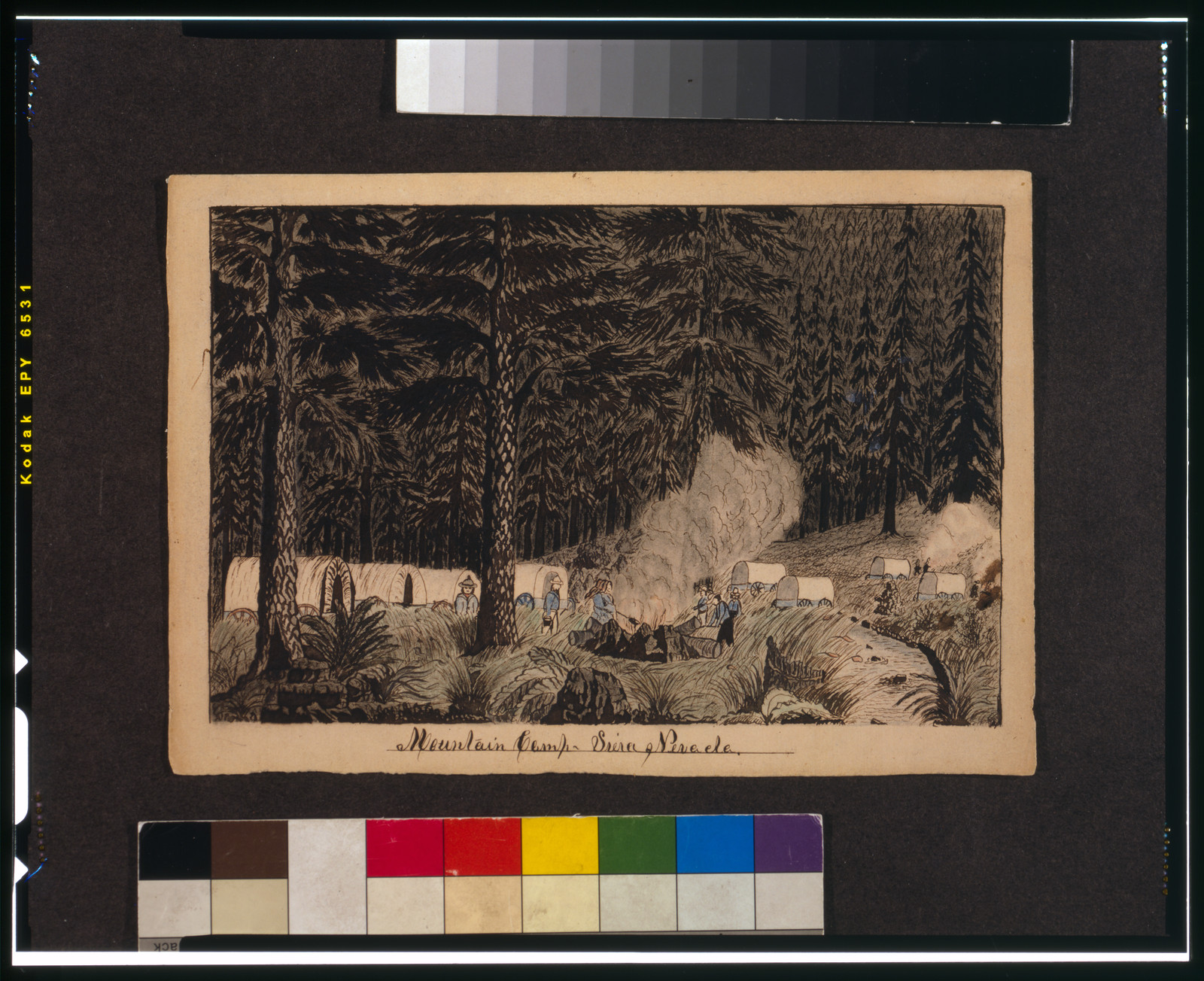 Mountain camp, Siera [sic] Nevada, [1859] — historic drawing