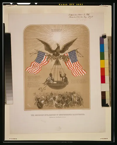 The American Declaration of Independence illustrated / Fabronious ; designed by R. Thayer ; L. Prang & Co. Lith., Boston.