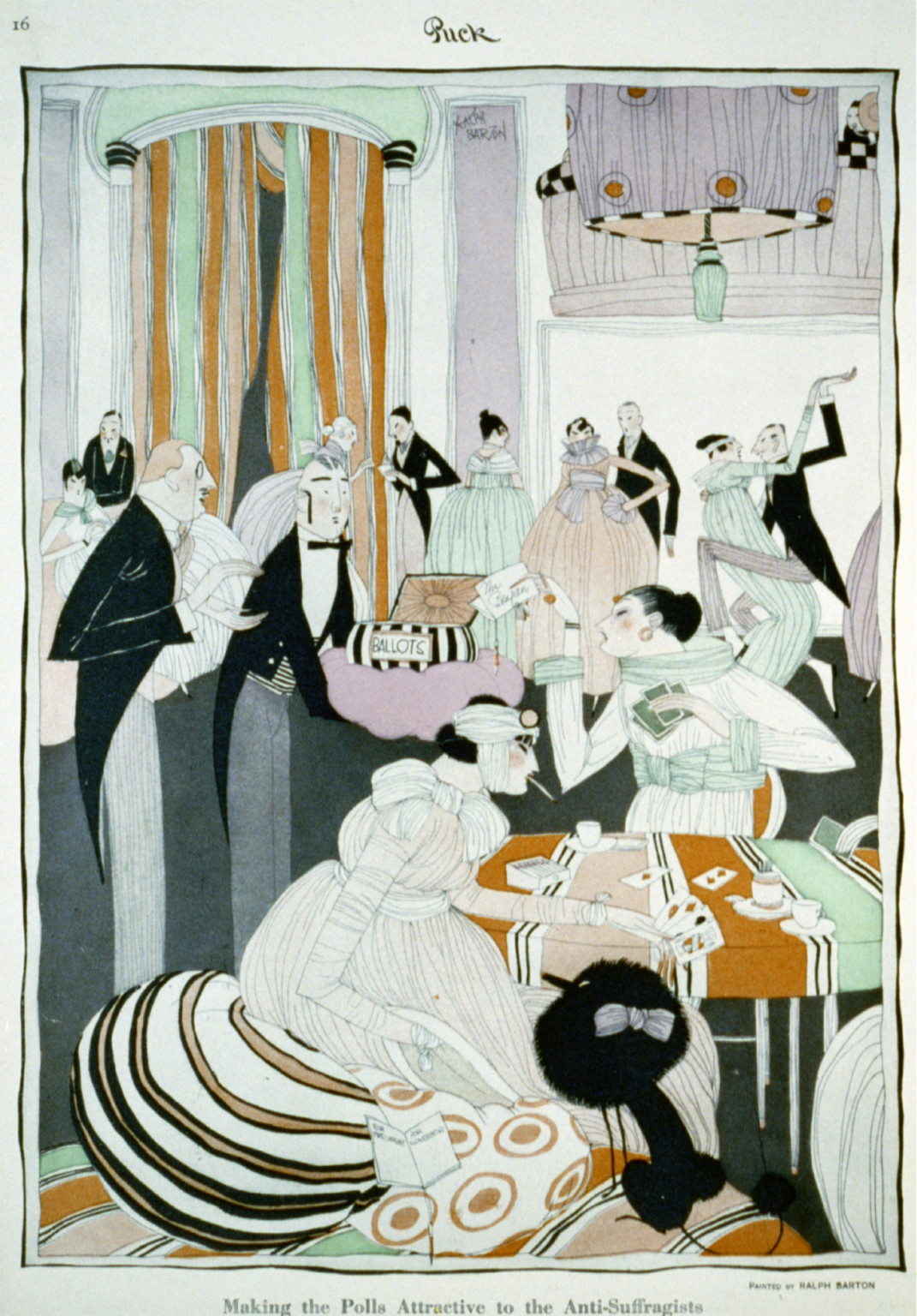Making the polls attractive to the anti-suffragists / painted by Ralph Barton., [1915 Feb. 20] — historic print